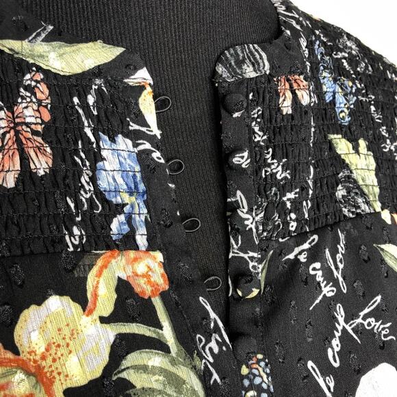 WHBM black floral butterfly Love at First Sight sheer overlay dress size Small - Picture 8 of 16